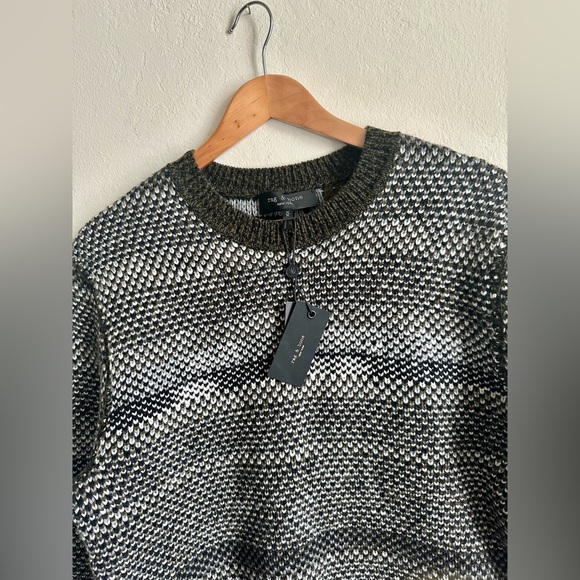 RAG & BONE Men's Wool Reversible Birdseye Wool Sweater Black Multi M New - Picture 10 of 14